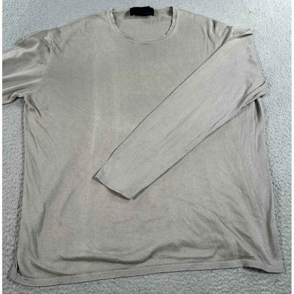 Prada Shirt Men's 54 Gray Cotton Oversized Casual‎ Long Sleeve Crewneck Italy
